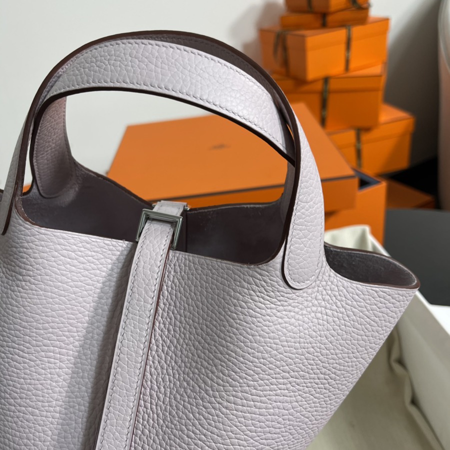 菜籃子Picotin 18 夢幻粉紫銀扣 TC皮_3