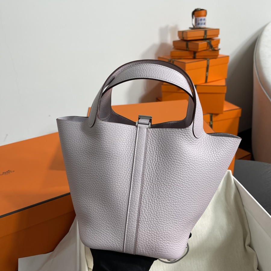 菜籃子Picotin 18 夢幻粉紫銀扣 TC皮_4