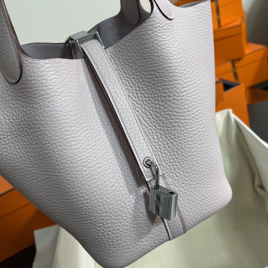 菜籃子Picotin 18 夢幻粉紫銀扣 TC皮_6