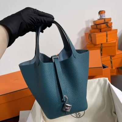 菜籃子Picotin 18 普魯斯綠銀扣 TC皮