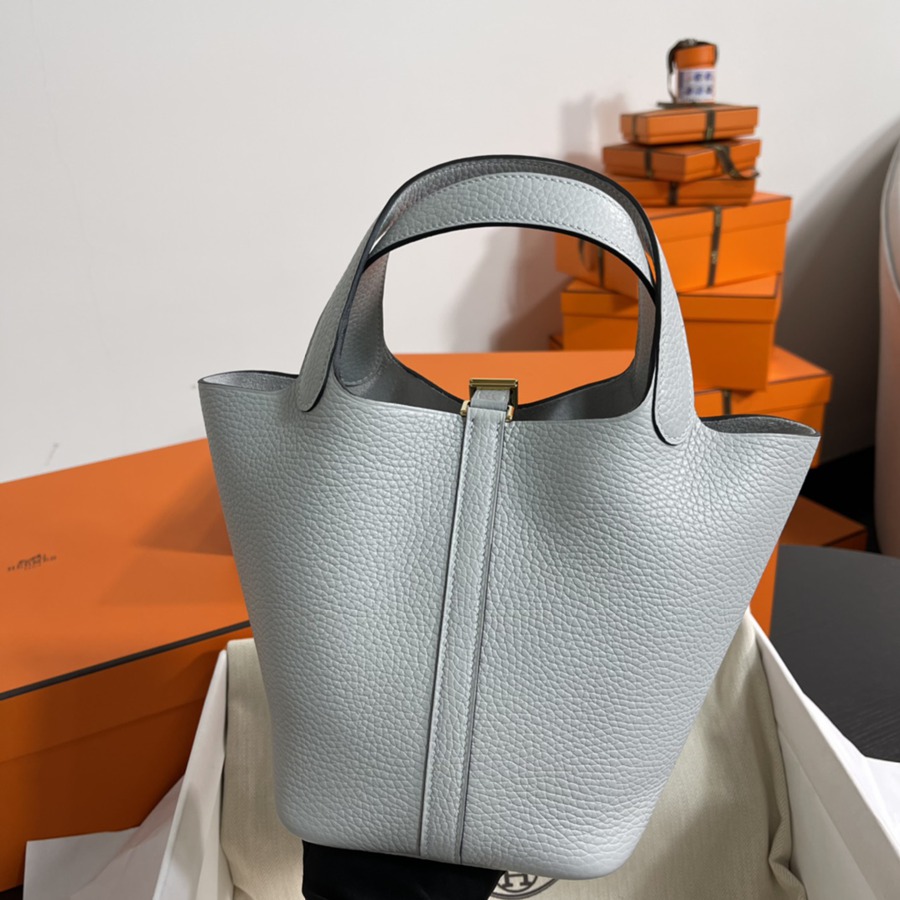 菜籃子Picotin 18 霧疆藍金扣 TC皮_5