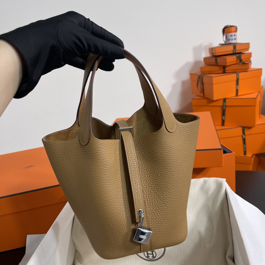 菜籃子Picotin 18 奶茶色銀扣 TC皮_1