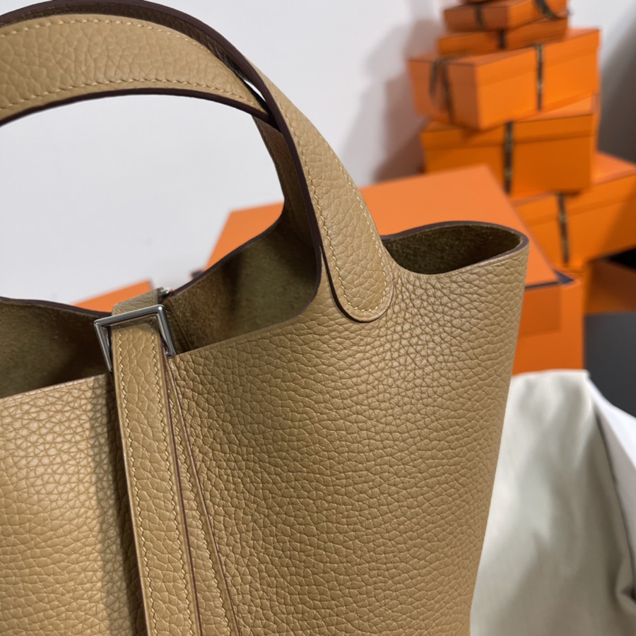 菜籃子Picotin 18 奶茶色銀扣 TC皮_3