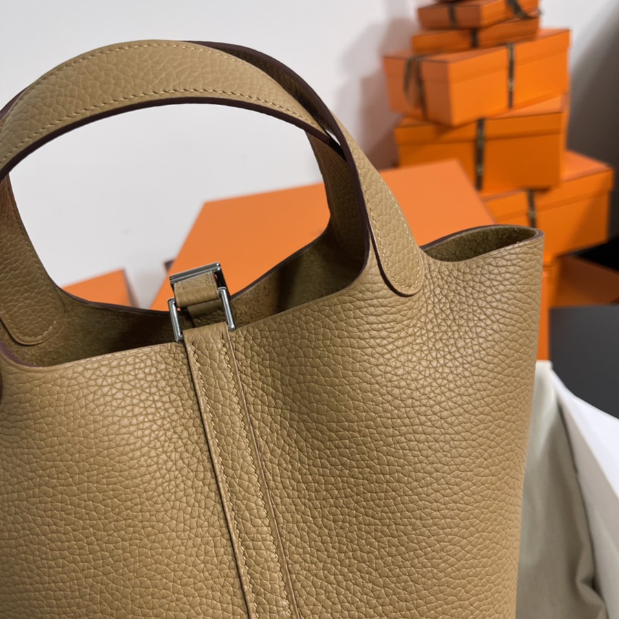 菜籃子Picotin 18 奶茶色銀扣 TC皮_5