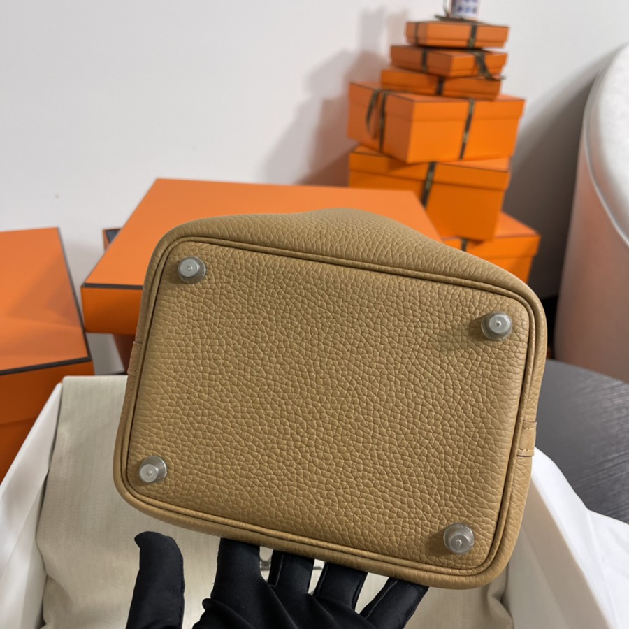 菜籃子Picotin 18 奶茶色銀扣 TC皮_7