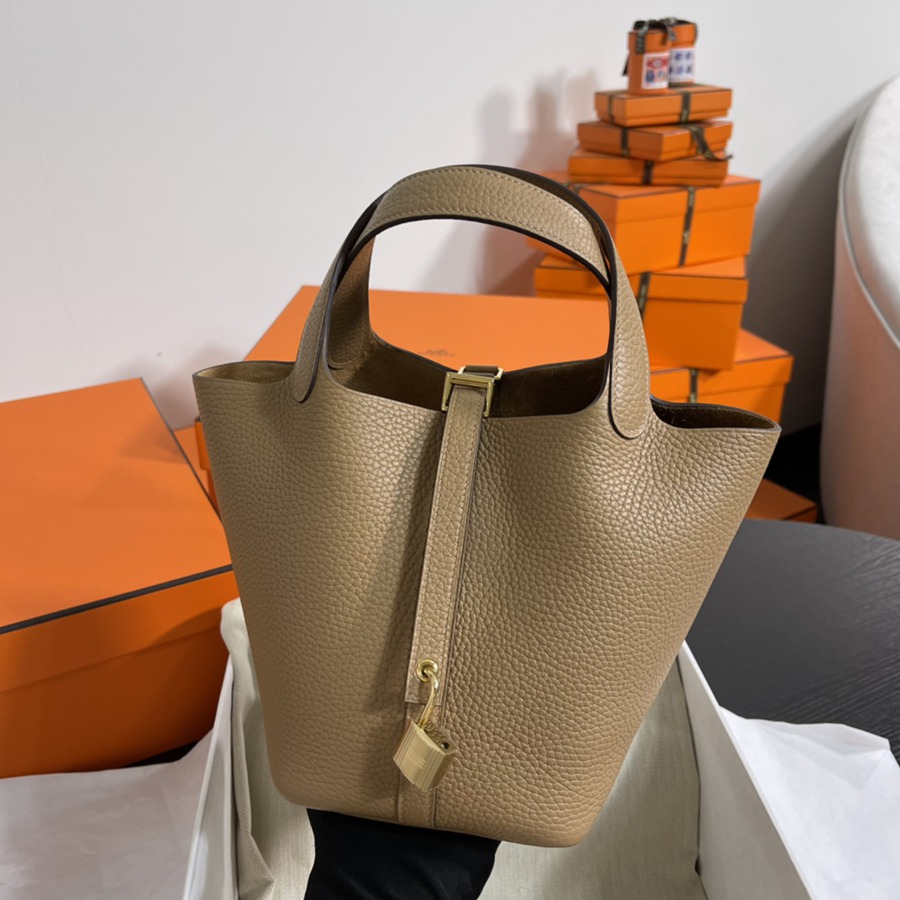 菜籃子Picotin 18 奶茶色金扣 TC皮_2