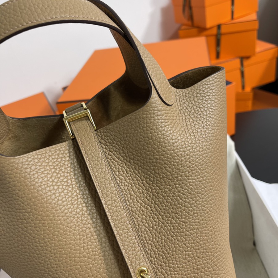 菜籃子Picotin 18 奶茶色金扣 TC皮_3