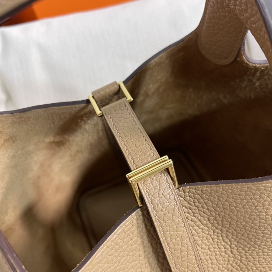 菜籃子Picotin 18 奶茶色金扣 TC皮_7