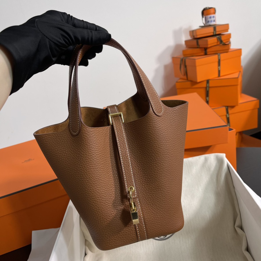 菜籃子Picotin 18 金棕金扣 TC皮_1