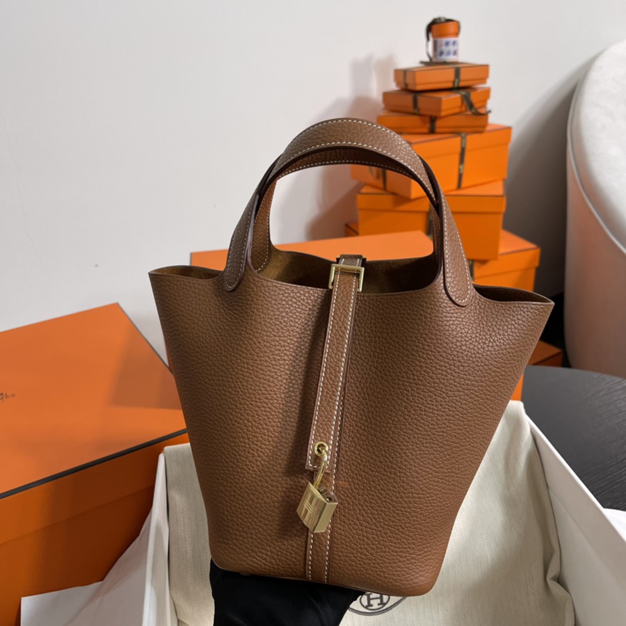 菜籃子Picotin 18 金棕金扣 TC皮_2