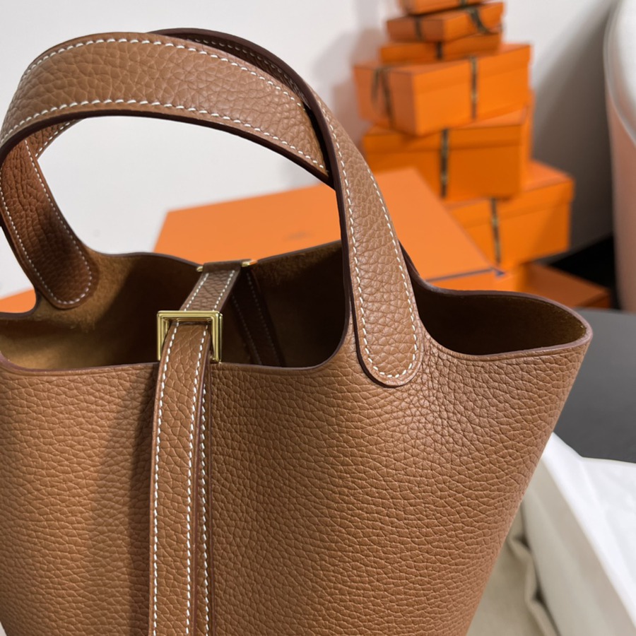 菜籃子Picotin 18 金棕金扣 TC皮_3