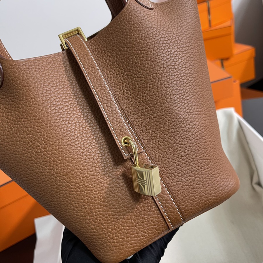 菜籃子Picotin 18 金棕金扣 TC皮_4