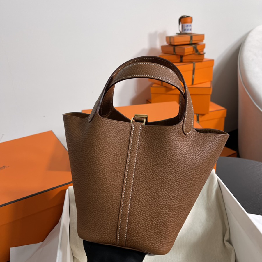 菜籃子Picotin 18 金棕金扣 TC皮_5