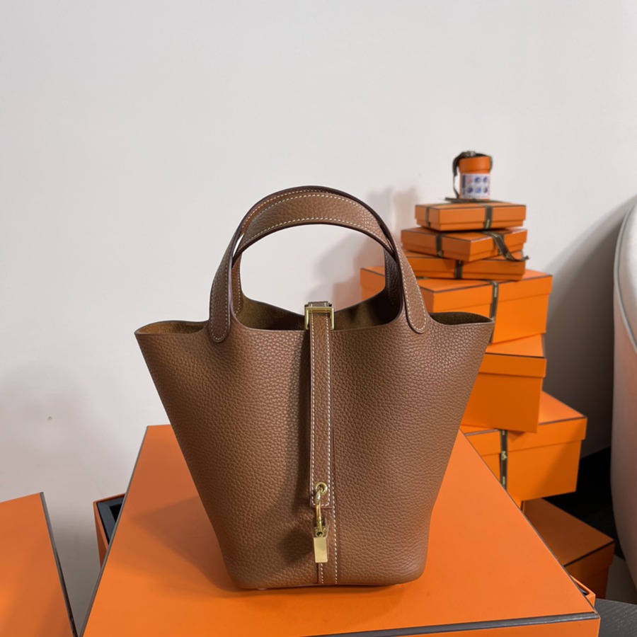 菜籃子Picotin 18 金棕金扣 TC皮_9