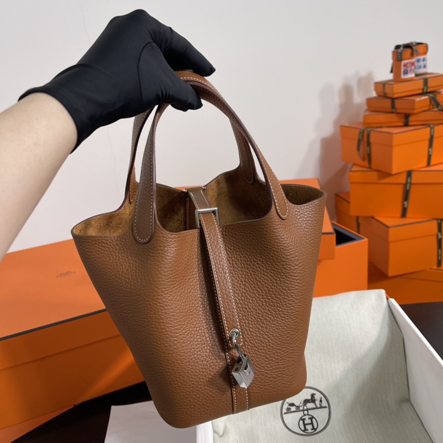 菜籃子Picotin 18 金棕銀扣 TC皮_1