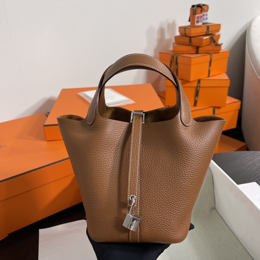 菜籃子Picotin 18 金棕銀扣 TC皮_2