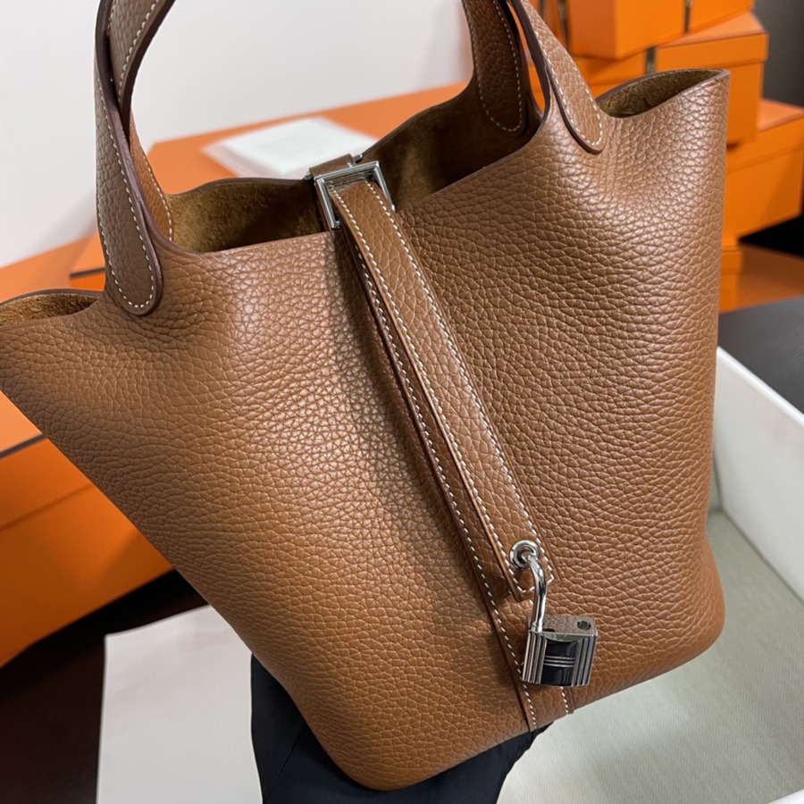 菜籃子Picotin 18 金棕銀扣 TC皮_3