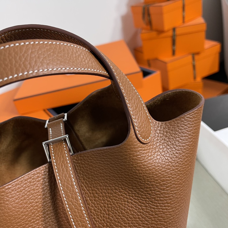 菜籃子Picotin 18 金棕銀扣 TC皮_4