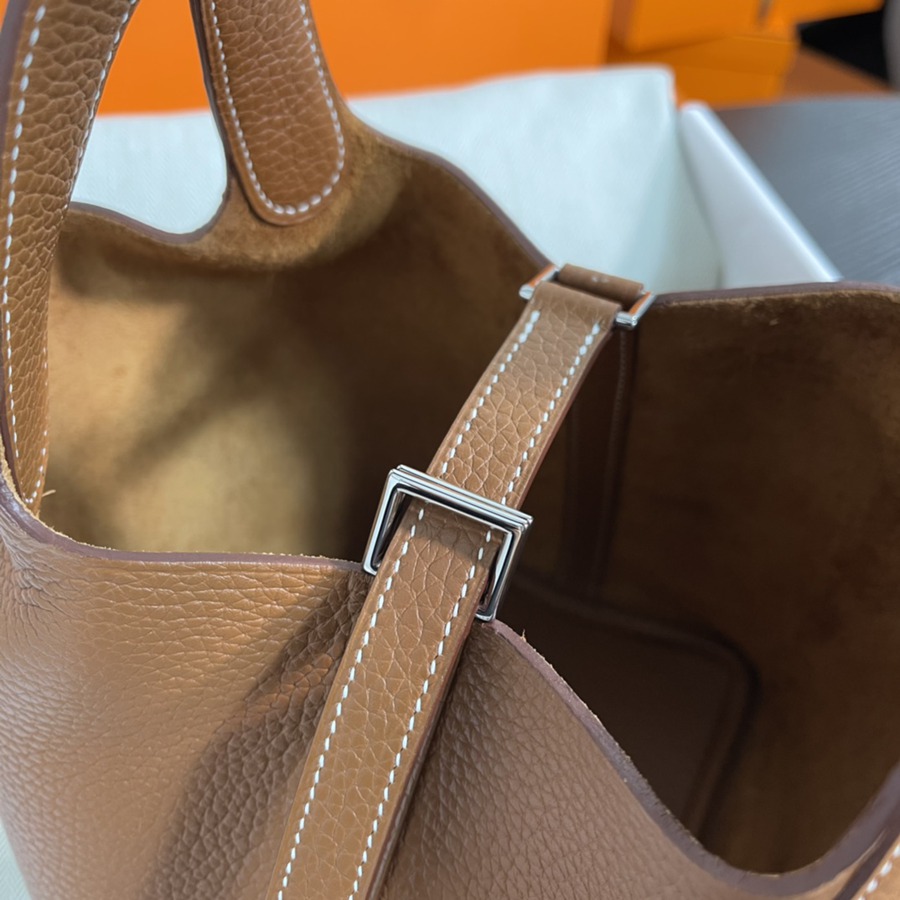 菜籃子Picotin 18 金棕銀扣 TC皮_5