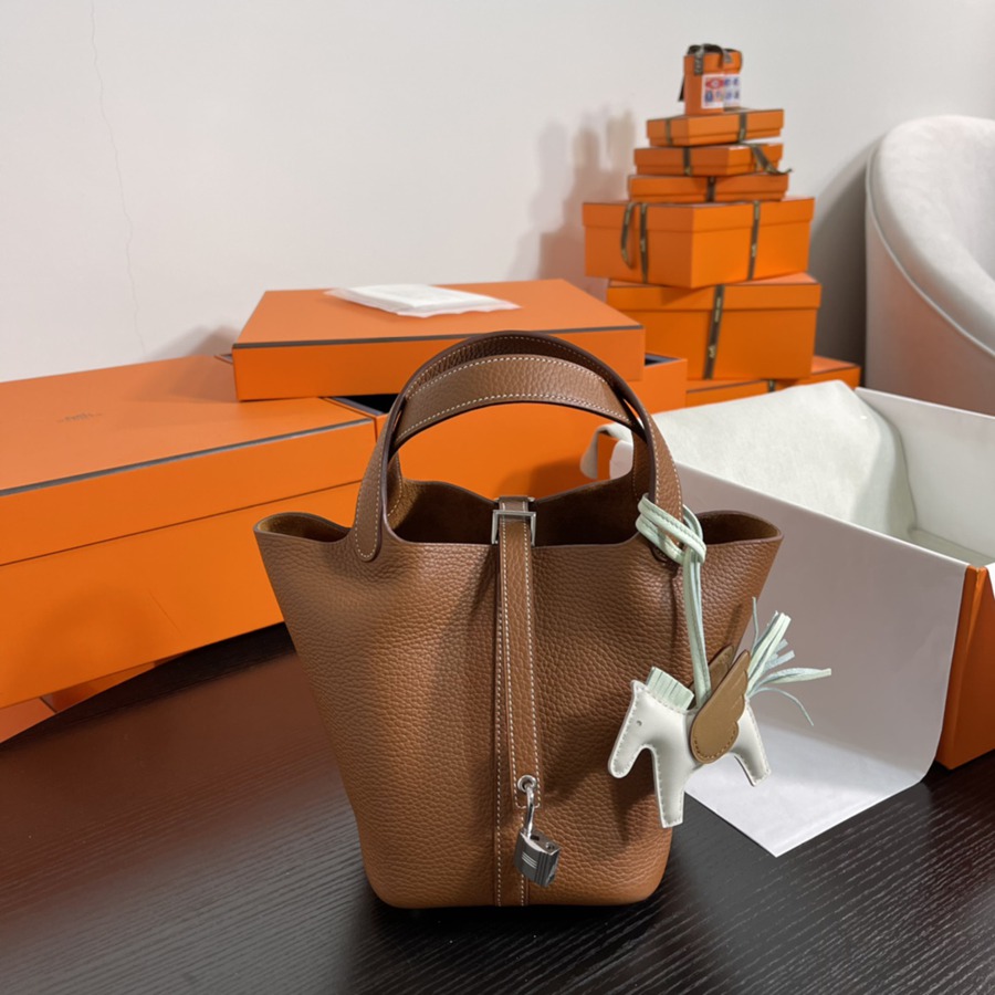 菜籃子Picotin 18 金棕銀扣 TC皮_9