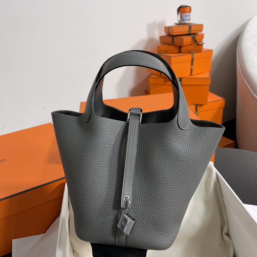 菜籃子Picotin 18 積雨雲灰銀扣 TC皮_2