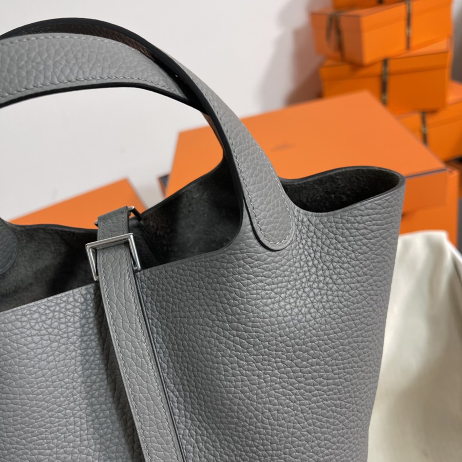 菜籃子Picotin 18 積雨雲灰銀扣 TC皮_3