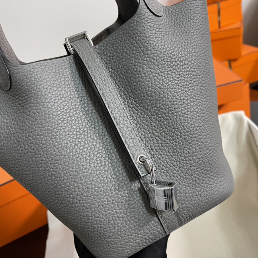 菜籃子Picotin 18 積雨雲灰銀扣 TC皮_4