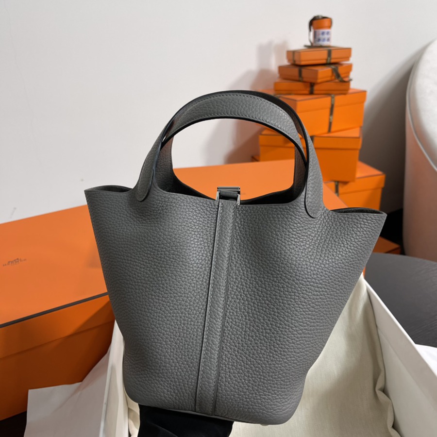 菜籃子Picotin 18 積雨雲灰銀扣 TC皮_5