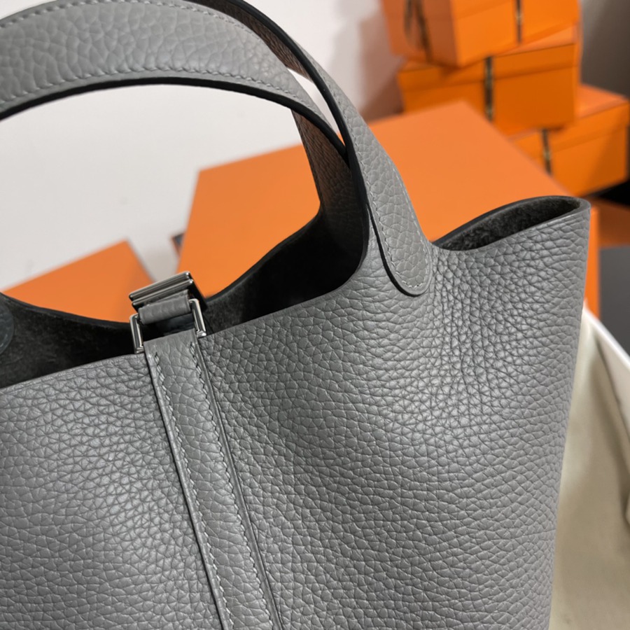 菜籃子Picotin 18 積雨雲灰銀扣 TC皮_6