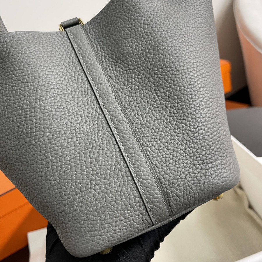 菜籃子Picotin 18 積雨雲灰金扣 TC皮_6