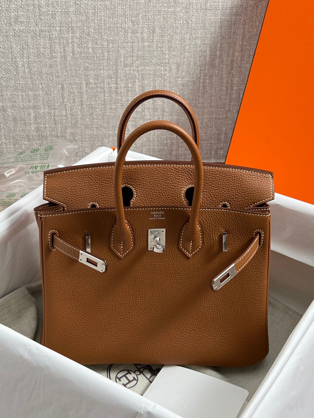 Birkin25 金棕銀扣_21