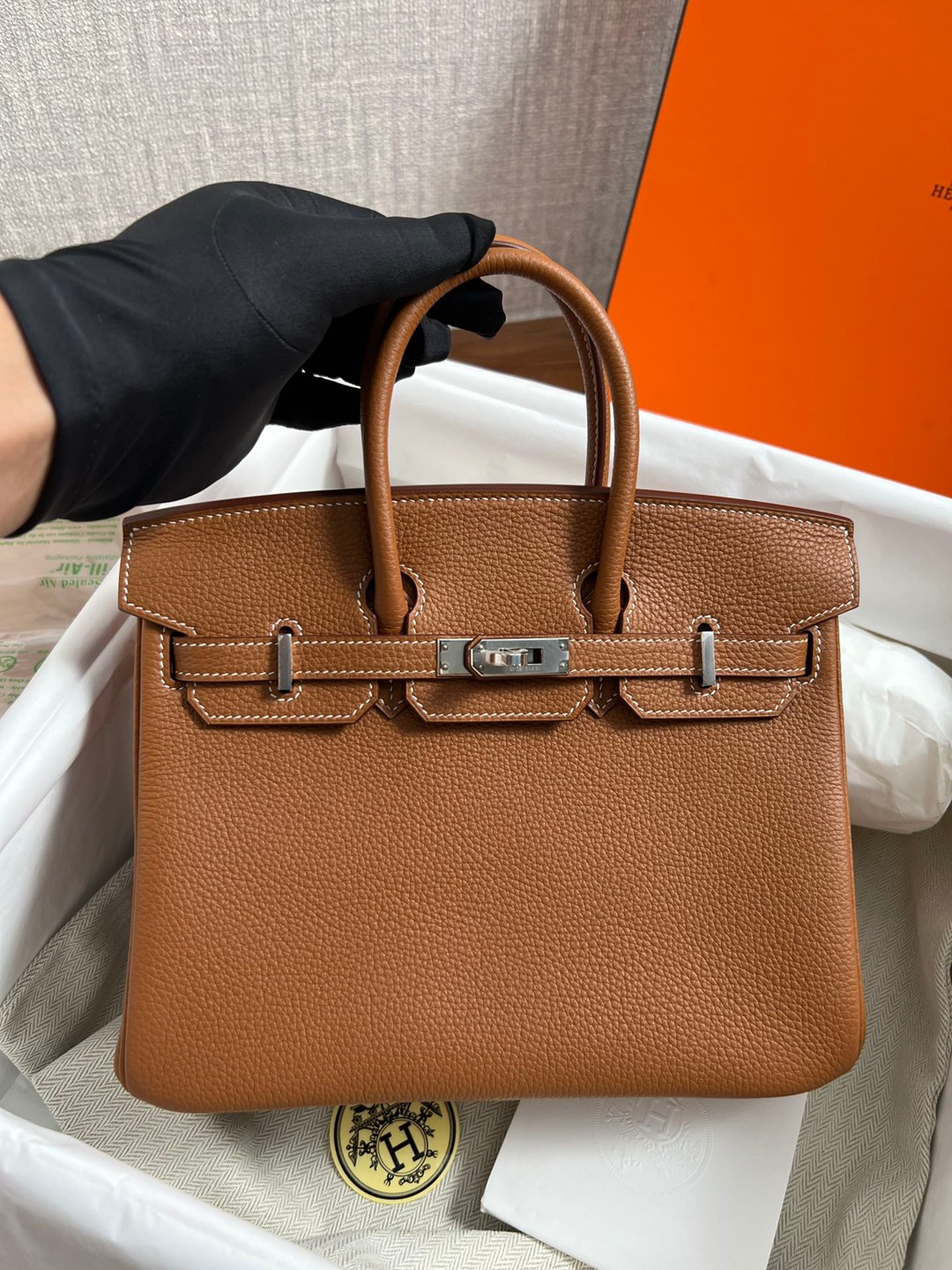 Birkin25 金棕銀扣_5
