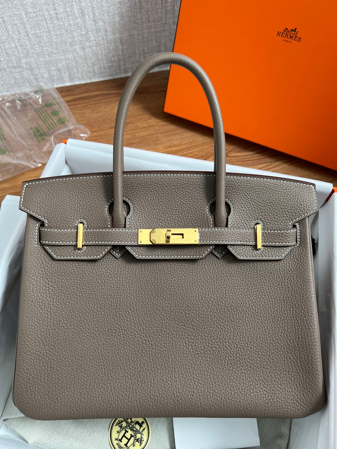 Birkin30 大象灰金扣_2