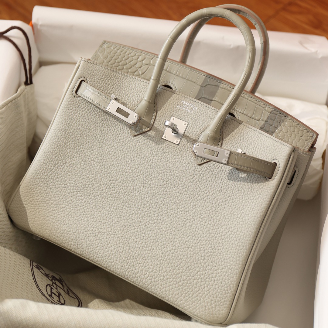 Birkin25鱷魚配灰色銀扣_1