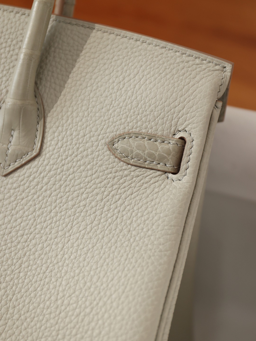 Birkin25鱷魚配灰色銀扣_14