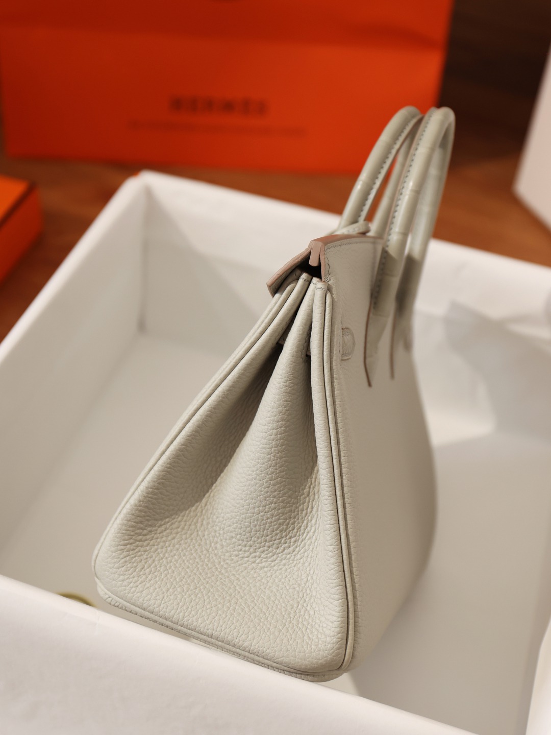 Birkin25鱷魚配灰色銀扣_5