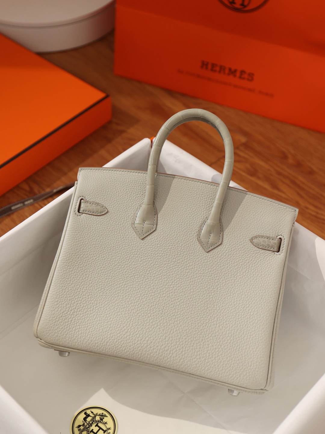 Birkin25鱷魚配灰色銀扣_6